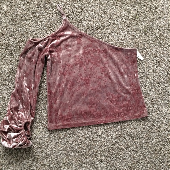 Leith mauve crushed velvet one shoulder Top - Picture 1 of 4